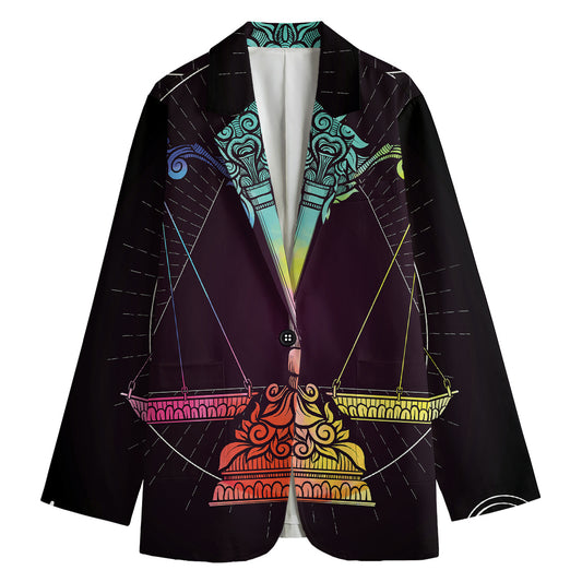 Colorful Libra Sign Print Women's Blazer