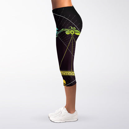 Colorful Libra Sign Print Women's Capri Leggings