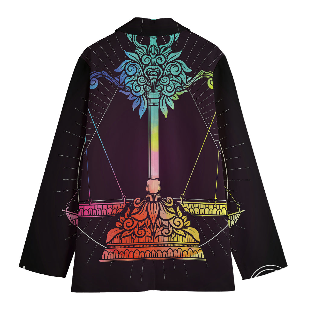 Colorful Libra Sign Print Women's Cotton Blazer