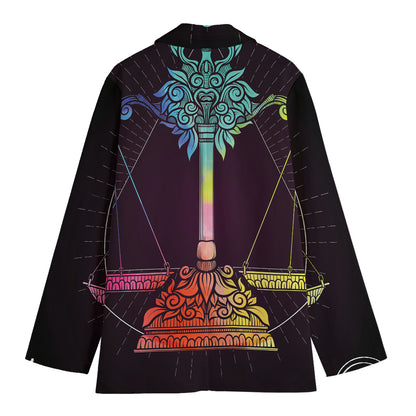 Colorful Libra Sign Print Women's Cotton Blazer