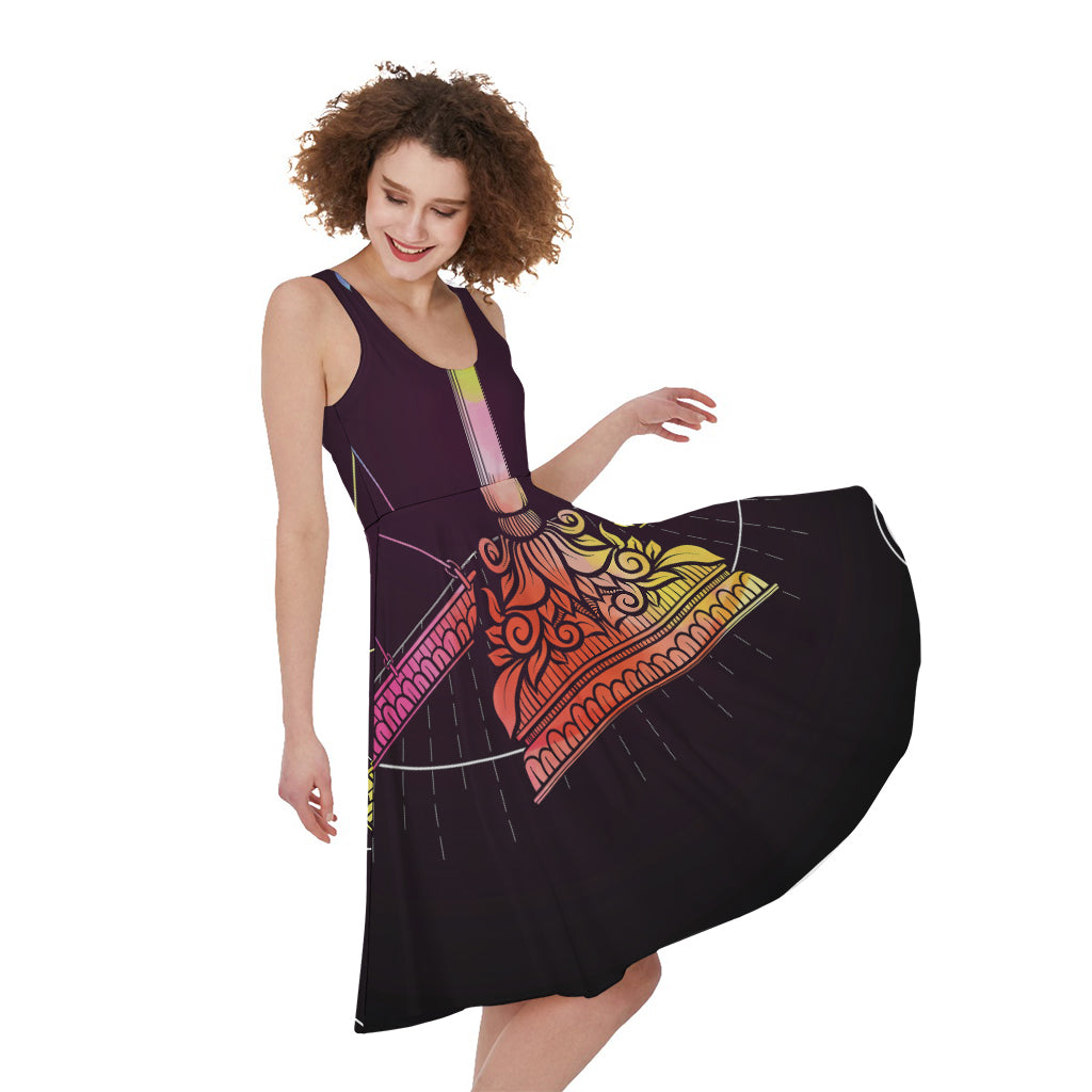 Colorful Libra Sign Print Women's Sleeveless Dress