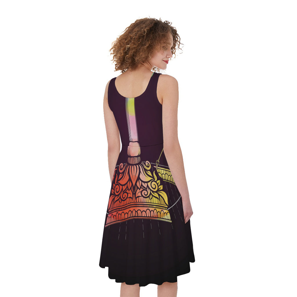 Colorful Libra Sign Print Women's Sleeveless Dress