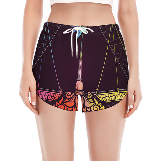 Colorful Libra Sign Print Women's Split Running Shorts
