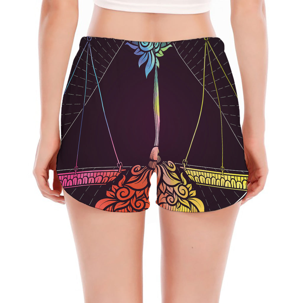 Colorful Libra Sign Print Women's Split Running Shorts