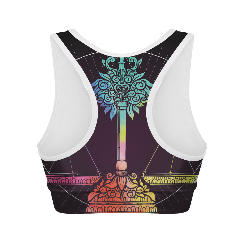 Colorful Libra Sign Print Women's Sports Bra