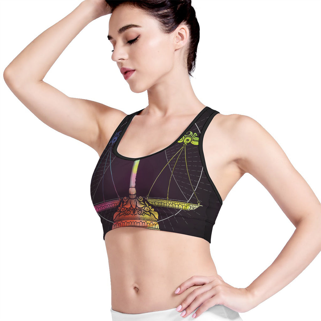 Colorful Libra Sign Print Women's Sports Bra