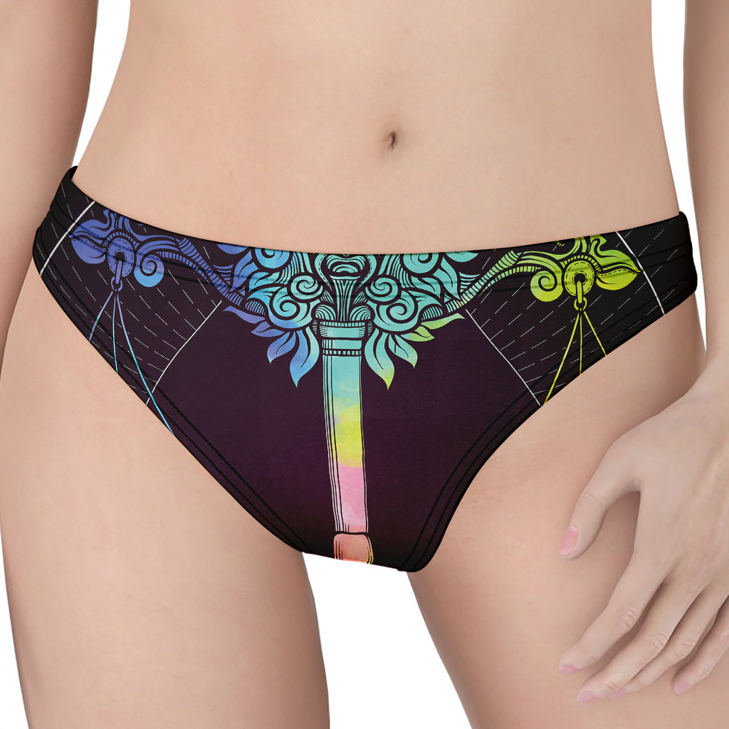 Colorful Libra Sign Print Women's Thong