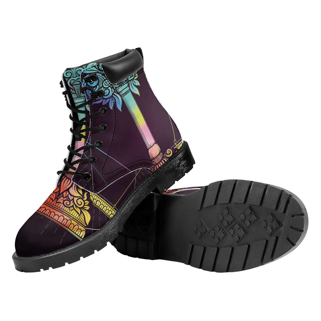 Colorful Libra Sign Print Work Boots