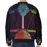 Colorful Libra Sign Print Zip Sleeve Bomber Jacket