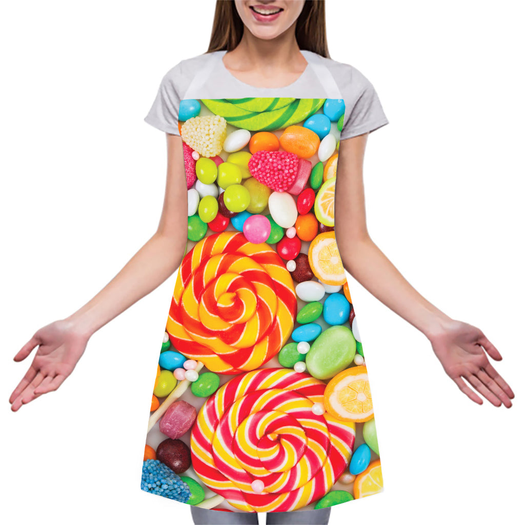 Colorful Lollipop And Candy Print Adjustable Apron