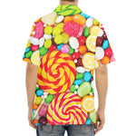 Colorful Lollipop And Candy Print Aloha Shirt