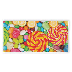 Colorful Lollipop And Candy Print Beach Towel