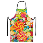 Colorful Lollipop And Candy Print Bib Apron With Pocket