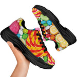 Colorful Lollipop And Candy Print Black Chunky Shoes