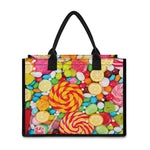 Colorful Lollipop And Candy Print Canvas Tote Bag