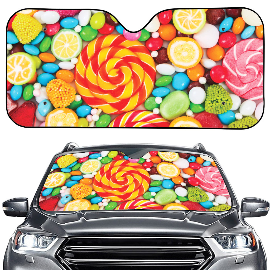 Colorful Lollipop And Candy Print Car Windshield Sun Shade