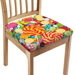 Colorful Lollipop And Candy Print Chair Cushion Cover