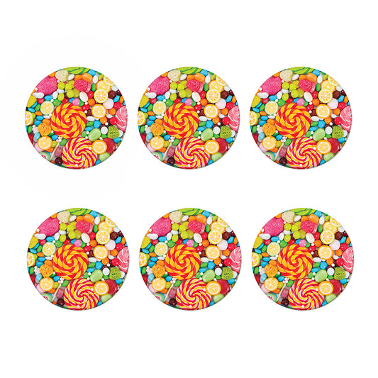 Colorful Lollipop And Candy Print Coaster Set