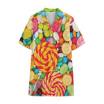 Colorful Lollipop And Candy Print Cotton Hawaiian Shirt