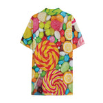 Colorful Lollipop And Candy Print Cotton Hawaiian Shirt