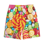 Colorful Lollipop And Candy Print Cotton Shorts