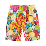 Colorful Lollipop And Candy Print Cotton Shorts