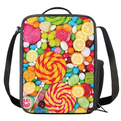 Colorful Lollipop And Candy Print Crossbody Lunch Bag