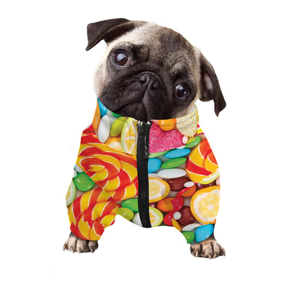 Colorful Lollipop And Candy Print Dog Zip Up Jacket