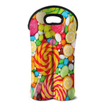 Colorful Lollipop And Candy Print Double Neoprene Wine Tote