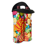 Colorful Lollipop And Candy Print Double Neoprene Wine Tote