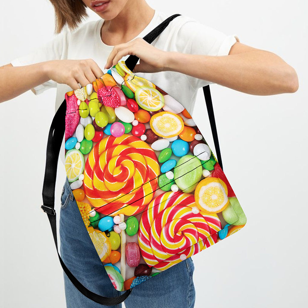 Colorful Lollipop And Candy Print Drawstring Backpack