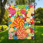 Colorful Lollipop And Candy Print Garden Flag