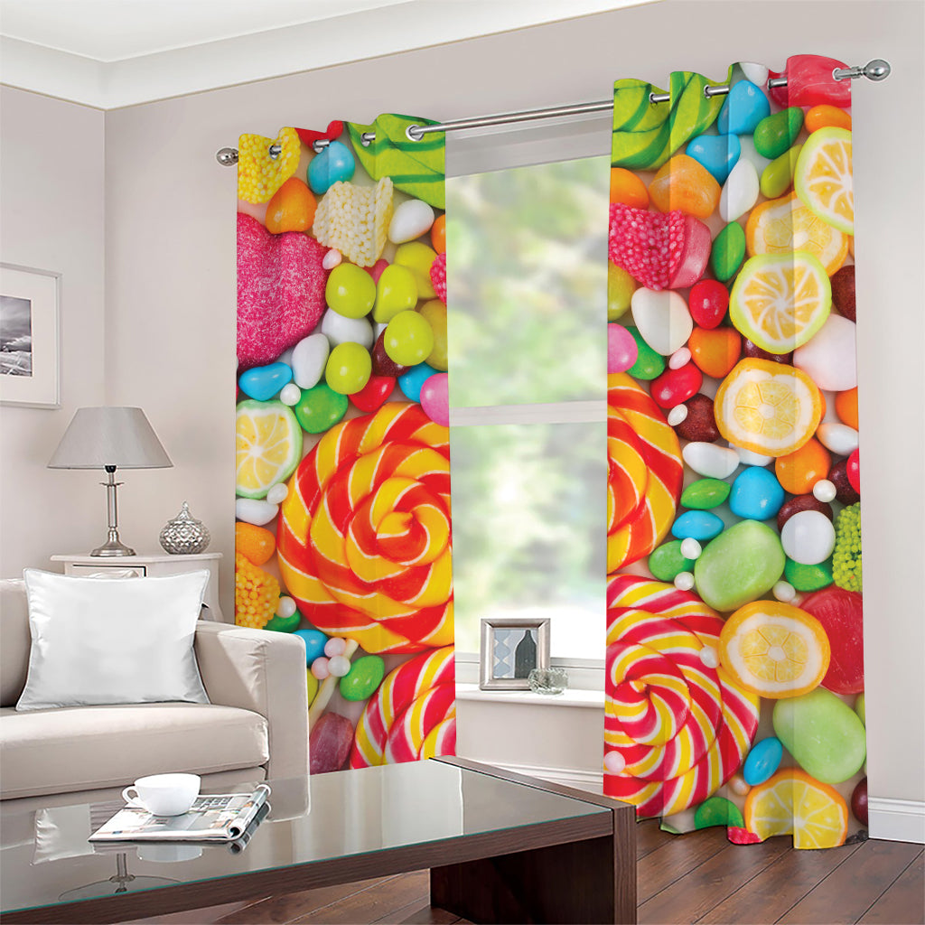 Colorful Lollipop And Candy Print Grommet Curtains