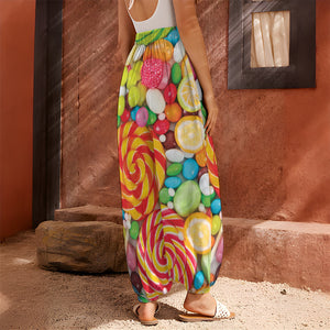 Colorful Lollipop And Candy Print Harem Pants