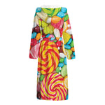 Colorful Lollipop And Candy Print Hooded Bathrobe