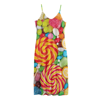 Colorful Lollipop And Candy Print Jersey Midi Cami Dress
