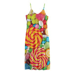 Colorful Lollipop And Candy Print Jersey Midi Cami Dress