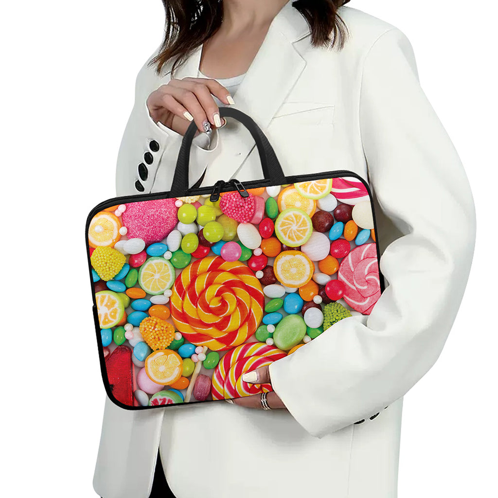 Colorful Lollipop And Candy Print Laptop Sleeve With Handle
