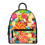 Colorful Lollipop And Candy Print Leather Backpack