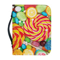 Colorful Lollipop And Candy Print Leather Bible Cover