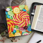 Colorful Lollipop And Candy Print Leather Bible Cover