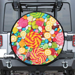 Colorful Lollipop And Candy Print Leather Spare Tire Cover