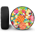 Colorful Lollipop And Candy Print Leather Spare Tire Cover