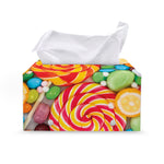 Colorful Lollipop And Candy Print Leather Tissue Box Cover