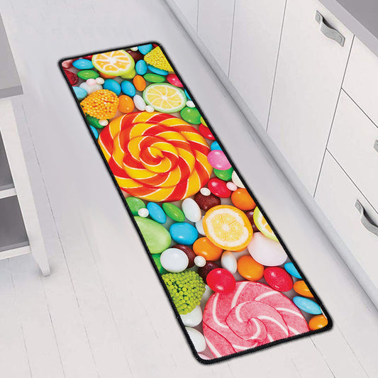 Colorful Lollipop And Candy Print Long Kitchen Mat
