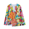 Colorful Lollipop And Candy Print Long Sleeve Short Coat