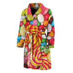 Colorful Lollipop And Candy Print Men's Bathrobe