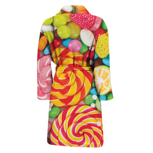 Colorful Lollipop And Candy Print Men's Bathrobe