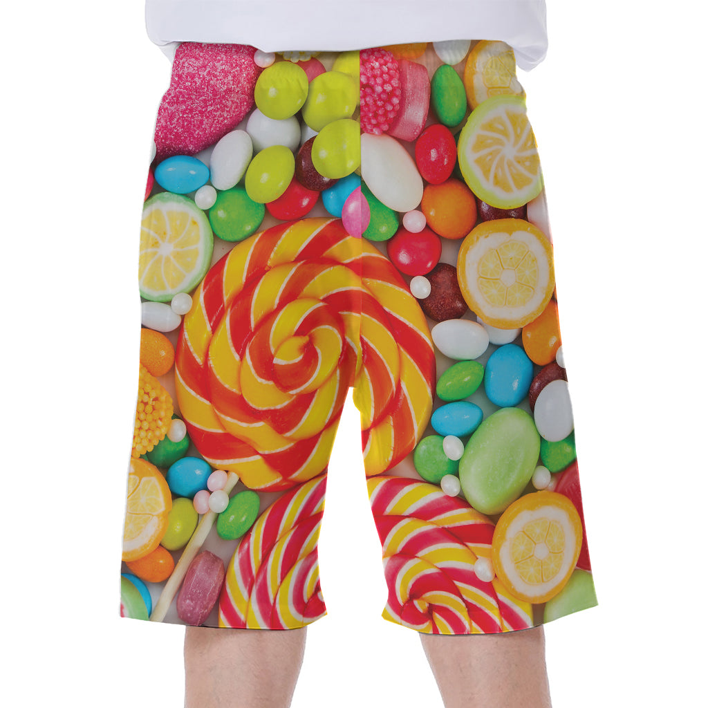 Colorful Lollipop And Candy Print Men's Beach Shorts