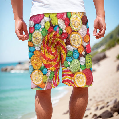 Colorful Lollipop And Candy Print Men's Cargo Shorts